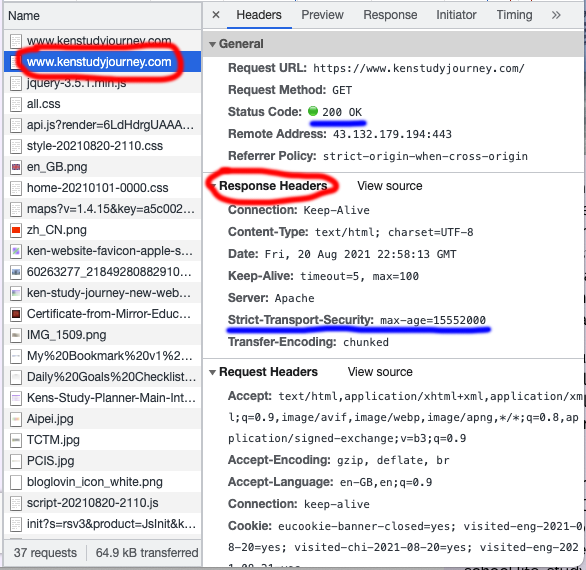 See Response Header Step 4: Headers on HTTPS Site